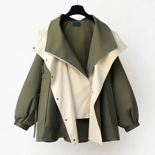 Amara Chic - Stylish Green Trench Coat for Women Perfect for Transitional Seasons