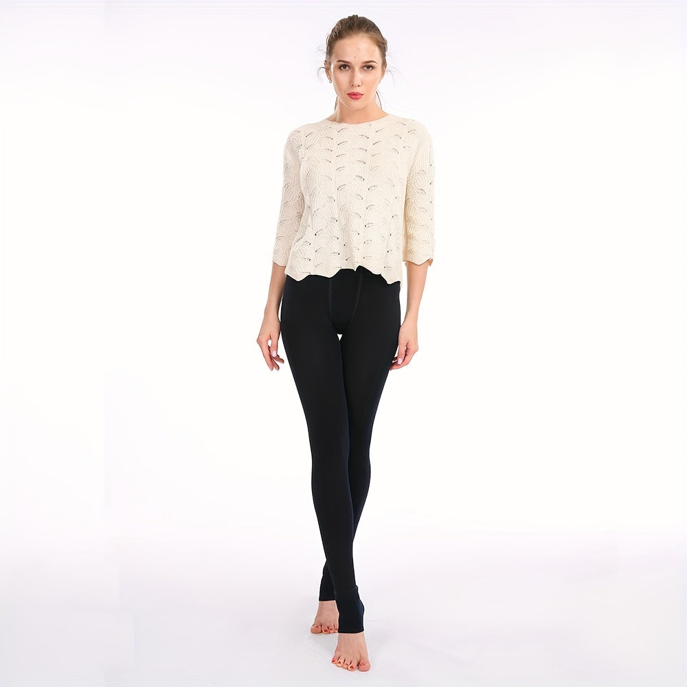 Léonie - Winter-Ready Black Fleece Thermal Leggings