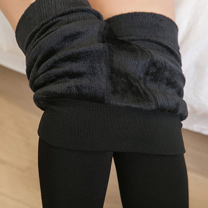 Léonie - Winter-Ready Black Fleece Thermal Leggings