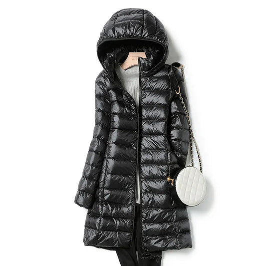 Lunaria Women's Black Down Jacket - Cozy and Chic Winter Essential