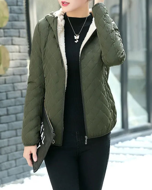 Chic Army Green Women's Winter Jacket - Luxe Style for Cold Weather